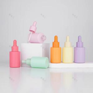30ml Empty Glass Serum Bottle Custom Macaron Color Essential Oil Bottle Cylinder <b>Flat</b> Shoulder Dropper Bottle with Packaging - Product Image 6