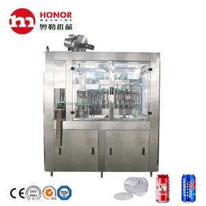 Advanced Fully Automatic Canned Bottled Water Juice Soda Drink Beer Alcohol Filling Labeling Packaging Machine For Turnkey line