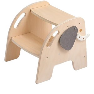 Chaise haute en bois pour enfant, marchepied double couche antidérapant, design sécurisé pour enfants - Product Image 5