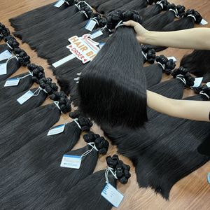 Extensiones de Cabello Humano Virgen Remy Vietnamita 100% Thanh, 100g, Color Negro Natural, Ondulado Liso, con Cierre de Encaje, Venta al Por Mayor Exclusiva - Product Image 1