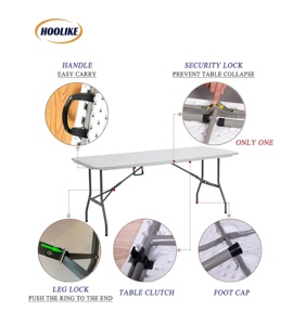 Foldable Heavy Duty <strong>Table</strong> Dining <strong>Card</strong> Long <strong>Table</strong> Indoor Outdoor Fold up Picnic <strong>Folding</strong> Portable Plastic <strong>Tables</strong> for Party - Product Image 5