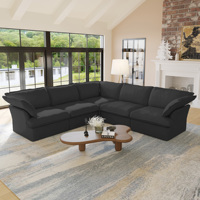 ATUNUS en stock usine chinoise Foshan moderne tissu doux noir 3 4 5 6 7 places famille modulaire sectionnel canapé canapé ensemble