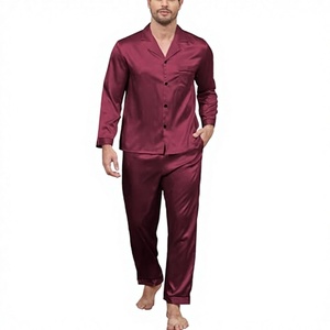 Conjunto de Pijamas de Satén para Hombre, Estilo Casual Moderno, Transpirable, Manga Larga, Suave y Cómodo, Ropa de Dormir de Poliéster, Talla Grande, Camisón de Invierno - Product Image 3