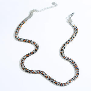 स्टील तेंदुआ हर्रिंगबोन चोकर हार हररिंगबोन चेन हार डेलीमैटियन टाइगर पैंथर स्पॉट तेंदुए पट्टी के हार - Product Image 6