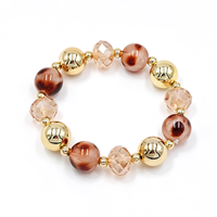 Bracelet imprimé léopard, style punk exagéré, multicouche, perles acryliques pour femmes