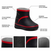 Bottes de pluie en caoutchouc à enfiler, semelle plateforme épaisse antidérapante, légères, imperméables, décontractées, courtes, personnalisées, en néoprène, type deck boots
