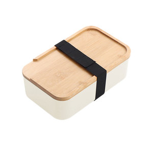 Bamboo Lid Bento <b>Box</b> Rectangle Microwave Safe <b>Lunch</b> <b>Box</b> For Office Workers And Students - Product Image 1