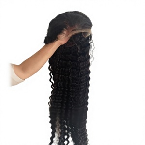 Prix d'usine 100% Cheveux Humains Bruts Non Traités Ondulés Profonds HD Lace Frontal Pré-Plucké Cuticules Alignées Pièces de Cheveux - Product Image 1