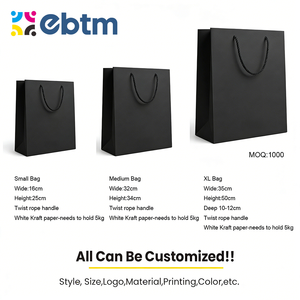 Sacs en papier personnalisés avec logo imprimé, sacs cadeaux en papier kraft blanc de luxe avec poignée en ruban pour sacs de shopping, vêtements - Product Image 3