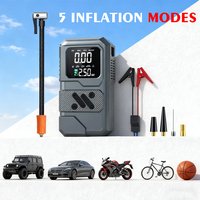 Démarreur portable 4-en-1 ABS pour voiture, booster de batterie, batterie externe 8000 mAh, pompe à air pour pneus, manomètre numérique, éclairage d'urgence