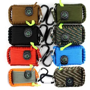 FB-013 28pcs Outdoor emergency tool multifunctional fishing camping survival kit umbrella rope weaving survival first aid kit