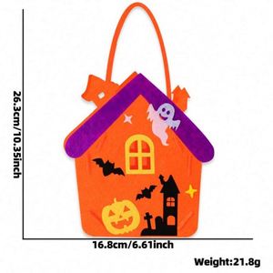 Sac fourre-tout en feutre pour bonbons d'Halloween, décoration d'Halloween, cadeau pour enfant, seau à bonbons en feutre motif citrouille de dessin animé - Product Image 1