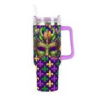 Gourde isotherme américaine Mardi Gras en acier inoxydable 40 oz à double paroi avec affichage LED de la température, anti-fuite, pour fêtes et vacances