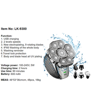 LK-9300 Kit per la Cura dei Capelli Senza Fili 6 in 1, Rasoio Ricaricabile Impermeabile Portatile per Uomo - Product Image 2