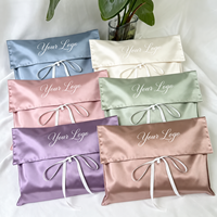 Sac de luxe pour extensions capillaires, pochette portable en satin imprimée avec logo personnalisé, pour vêtements, lingerie, sacs à cheveux en satin de soie
