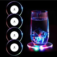 Dessous de verre lumineux à LED Acrylique antidérapant étanche Transparent Dessous de verre à cocktail à LED Lumière de nuit à LED Lampe de table