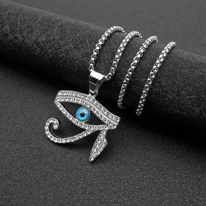 Yunnique <b>Horus</b> <b>Eye</b> Pendant <b>Necklace</b> Gold Plated Stainless Steel Rhinestone Pave Setting Unisex Fashion Jewelry - Product Image 3