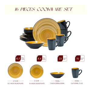 Promoción de Septiembre: Juego de Platos Redondos de Cerámica para Cocina con Taza Promocional, Platos Grandes en Oferta, Vajilla de Diseño Exquisito - Product Image 3