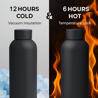 Bouteille d'eau en métal à double paroi de 500 ml avec logo personnalisé, sans BPA, isolée sous vide, en acier inoxydable, thermos