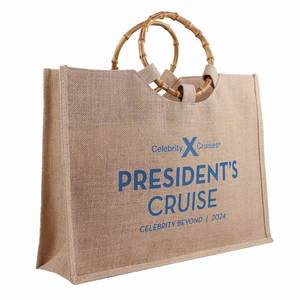 Bolsa de Yute Portátil Personalizada Profesional con Asa de Bambú para Compras - Product Image 4