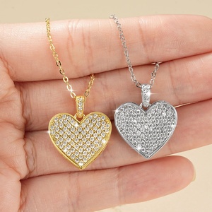 Factory Wholesale Eco-friendly Copper 14k Gold Filled Full Insert 5a Zircon Jewelry Women's Big Heart <b>Locket</b> Necklace - Product Image 6