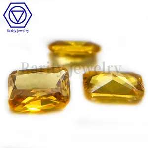 Rarity high quality CZ Rectangle Shape Golden Loose Gemstone Cubic Zirconia Diamond cubic zirconia price per gram