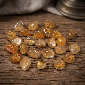 Piedras Rúnicas de Citrino Pulidas, Forma Libre, Juego de Cristales Coleccionables, Ecológicos, Rozrincrystals.com, Tema Amor, Decoración para el Hogar - Product Image 2