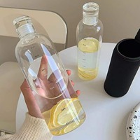 Botella de Agua Cilíndrica de Vidrio Borosilicato al por Mayor, Reutilizable de 10oz-16oz para Té, Café, Zumo, Vino, Tequila, Libre de BPA, Grado Alimenticio