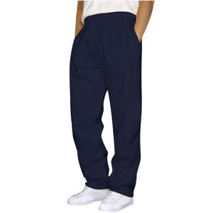 Pantalones de chándal de pierna ancha para hombre Pantalones de chándal atléticos con cordón holgado con bolsillo Pantalones de chándal personalizados negros - Product Image 3