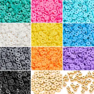 Kit de perles d'argile pour collier, boucle d'oreille, bricolage, fabrication de bijoux, ensemble de perles d'argile polymère plates, 4000 pièces