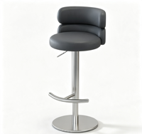 Tabouret de bar moderne en métal, léger et durable, avec siège rembourré, dossier demi-lune, base et repose-pieds, chaise haute de comptoir