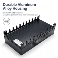 Station de charge rapide 200W à 10 ports QC3.0 avec coque en aluminium, hub de charge USB multi-appareils avec support pour téléphone et tablette