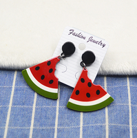 Boucles d'oreilles en acrylique tendance dessin animé, motifs fruits, nourriture, cola, pastèque d'été, glace, dessert, biscuit, fraise, style Kawaii