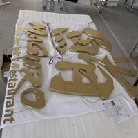 Enseigne personnalisée en acier inoxydable doré 3D, enseigne lumineuse LED, logo en métal doré, logo rétroéclairé extérieur, logo lumineux rétroéclairé