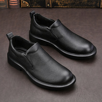 Chaussures décontractées en cuir véritable pour hommes, chaussures habillées à enfiler en cuir souple pour l'automne et l'hiver, confortables pour le bureau et le quotidien