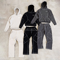 Ensemble de survêtement personnalisé avec surpiqûres contrastées pour hommes, de haute qualité, en tissu épais, unisexe, fabriqué par des professionnels