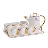Роскошный фарфоровый кофейный чайный набор из 6 предметов с золотым декором, керамический чайник и Набор чашек