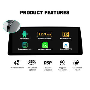 Layar QLED 2K Android 14 12,3 inci CARPLAY AUTO untuk Bmw X3 F25 X4 F26 X5 E70 X5 E71 F15 F16 F86 F10 F11 F18 GPS Navigasi Audio Mobil - Product Image 2