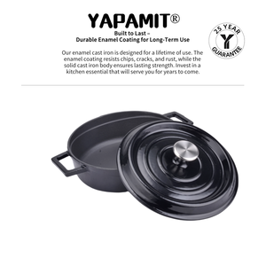 Casserole ronde <span class=keywords><strong>en</strong></span> <span class=keywords><strong>fonte</strong></span> émaillée de qualité supérieure Pro pour fruits de mer gastronomiques - Product Image 3