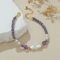Bracelet en perles baroques d'eau douce naturelles avec agate de cristal de forme irrégulière, style doré pour femme, bijou polyvalent