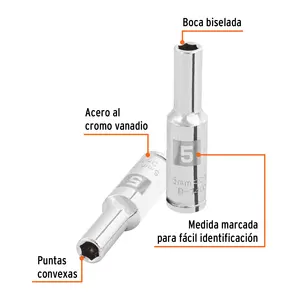 BOX 6 Douille longue de 5 mm, 6 points, entraînement 1/4 po, TRUPER - Product Image 2