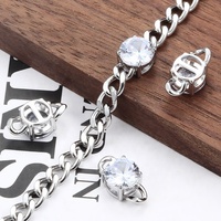 Encantos de conexión circular de circón de acero inoxidable chapado en oro de alta calidad, colgantes de 2 agujeros y accesorios de joyería, componentes, cadenas