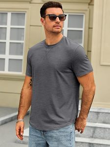 เสื้อยืดแขนสั้นผู้ชาย คอกลม เสื้อลำลอง ฤดูร้อน คลาส<span class=keywords><strong>ส</strong></span>ิก เบ<span class=keywords><strong>ส</strong></span>ิค น้ำหนักเบา แฟชั่น - Product Image 4