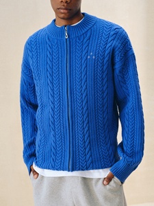 Custom OEM ODM <strong>Men</strong> Horse Jacquard Knit Cardigan Full Zip <strong>Turtleneck</strong> Sweater Equestrian Vintage Knitwear <strong>Jumper</strong> - Product Image 2