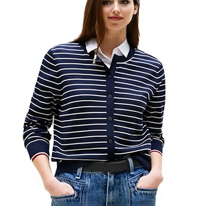 Cardigan en tricot pour femme, boutonné, manches courtes, en laine acrylique, impression numérique, logo personnalisé, écologique, motif floral vintage, décontracté - Product Image 1