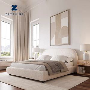 Letto Matrimoniale Moderno <span class=keywords><strong>di</strong></span> Lusso Francese Zayshine in Velluto Bianco, Grande Dimensione 1.5-1.8 Metri, Modulare per Appartamenti e Hotel, Letto Morbido - Product Image 1