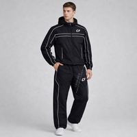 Ensemble de veste coupe-vent imperméable en tissu mesh personnalisé CHIDAOREN avec doublure en tissu mesh, pantalon de jogging 2 pièces, imprimé réfléchissant, survêtement pour homme