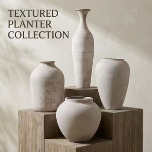 Grand <span class=keywords><strong>vase</strong></span> de sol vintage en argile/fer <span class=keywords><strong>pour</strong></span> décoration de jardin extérieur, pot de fleurs texturé antique <span class=keywords><strong>pour</strong></span> centre de table de mariage ou de maison - Product Image 1
