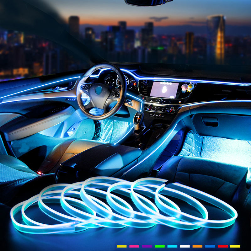 thumbnail image 2 of Unique Bargains 1m EL Wire Cable LED Glow String Light Car Interior Lighting Auto Led Strip Flexible Neon Light For Car Decoration Usb 5v Blue 2 of 12