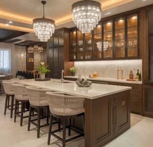 Gabinetes de <span class=keywords><strong>Cocina</strong></span> de Lujo VERMONHOUZZ, Color Oscuro, <span class=keywords><strong>Frente</strong></span> de Vidrio, Iluminación Integrada, Tamaño Personalizado para Villas Comerciales, <span class=keywords><strong>Cocina</strong></span> de Alta Gama - Product Image 1